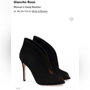 Gianvito Rossi Black Suede Peep Toe Booties Vamp Heels Size 41